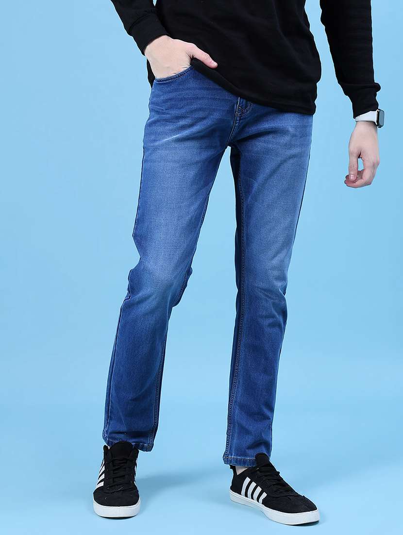 men solid mid rise slim fit jean