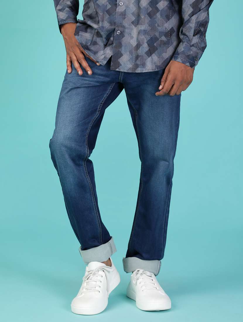 men solid mid rise slim fit jeans