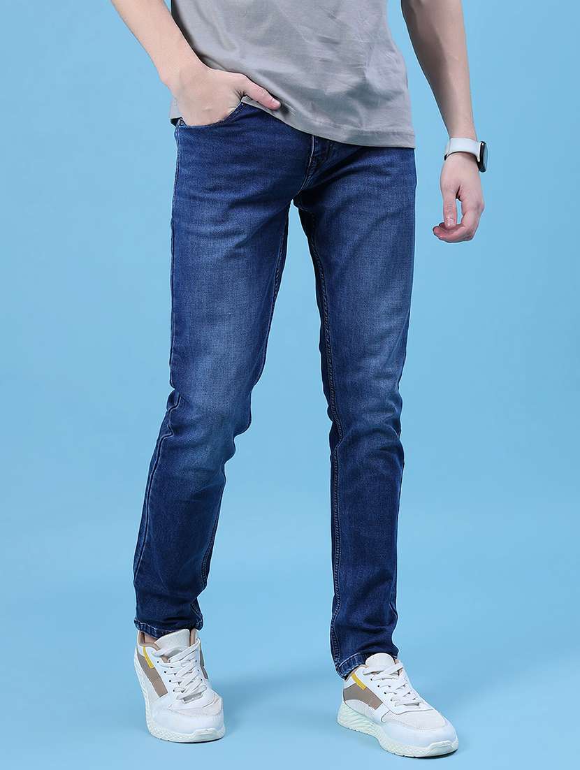 men solid mid rise slim fit jean