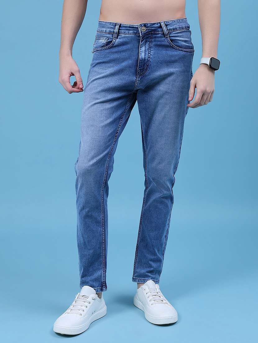 men solid mid rise slim fit jean
