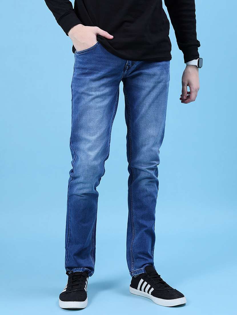 men solid mid rise slim fit jean
