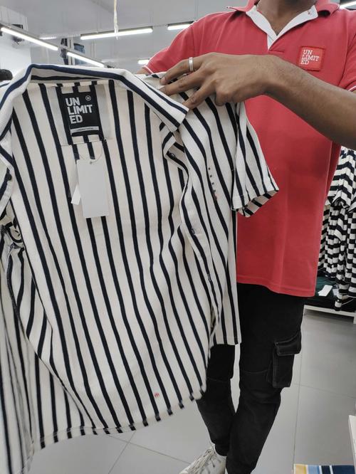 off white fancy fabric casual shirt - 21994719 - Standard Image - 0
