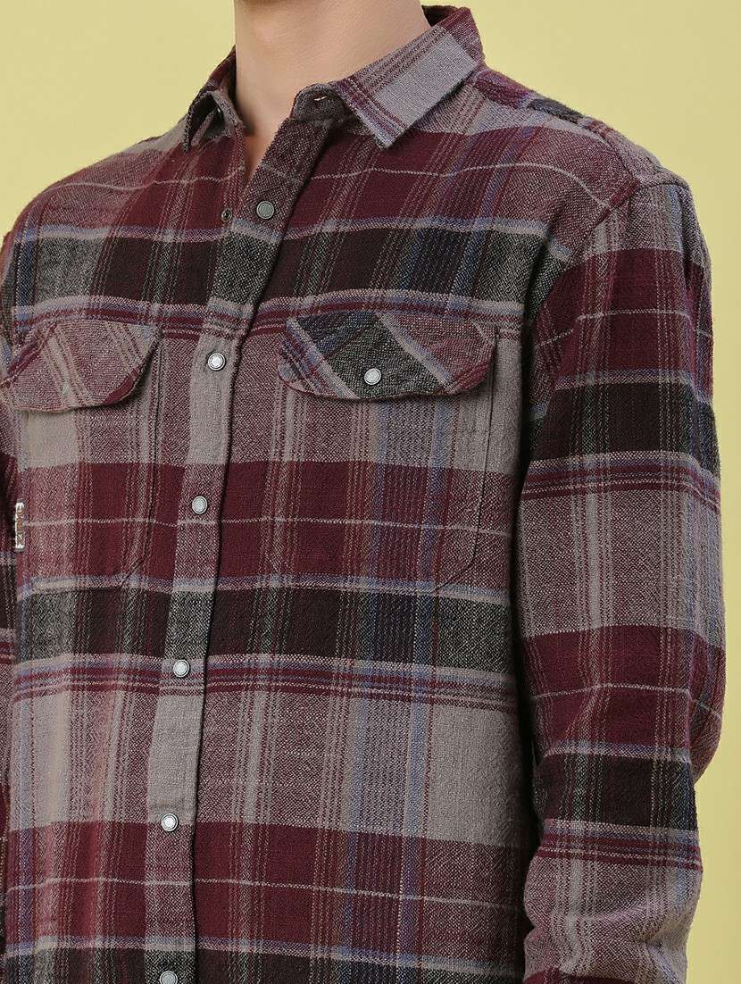 men checkered long sleeve regular fit casual shirt - 21994726 -  Standard Image - 5