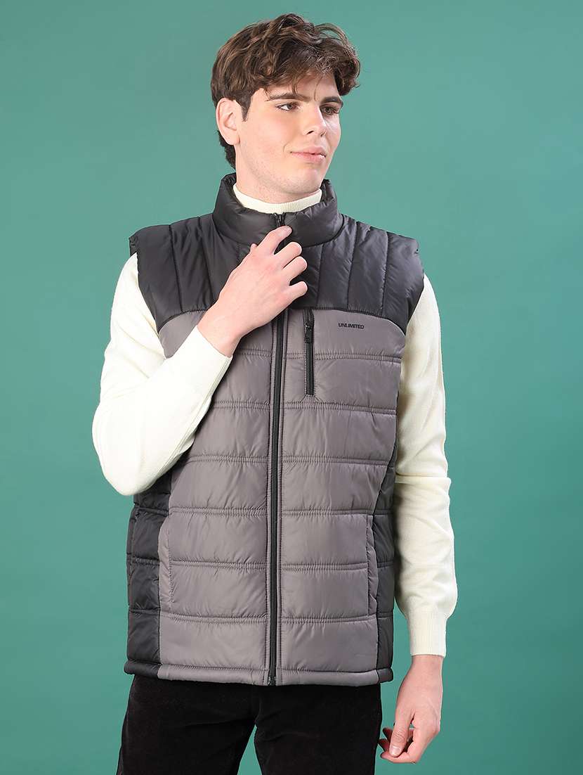 men color block sleeveless regular fit puffer jacket - 21994735 -  Standard Image - 3