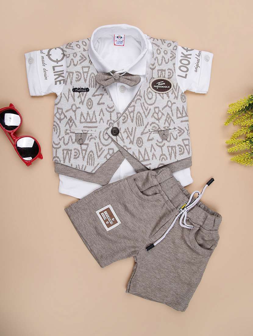 boys printed shirt & shorts casual wear set