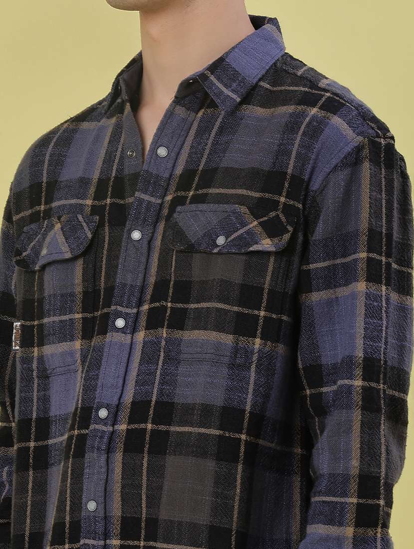 men checkered long sleeve regular fit casual shirt - 21994805 -  Standard Image - 5