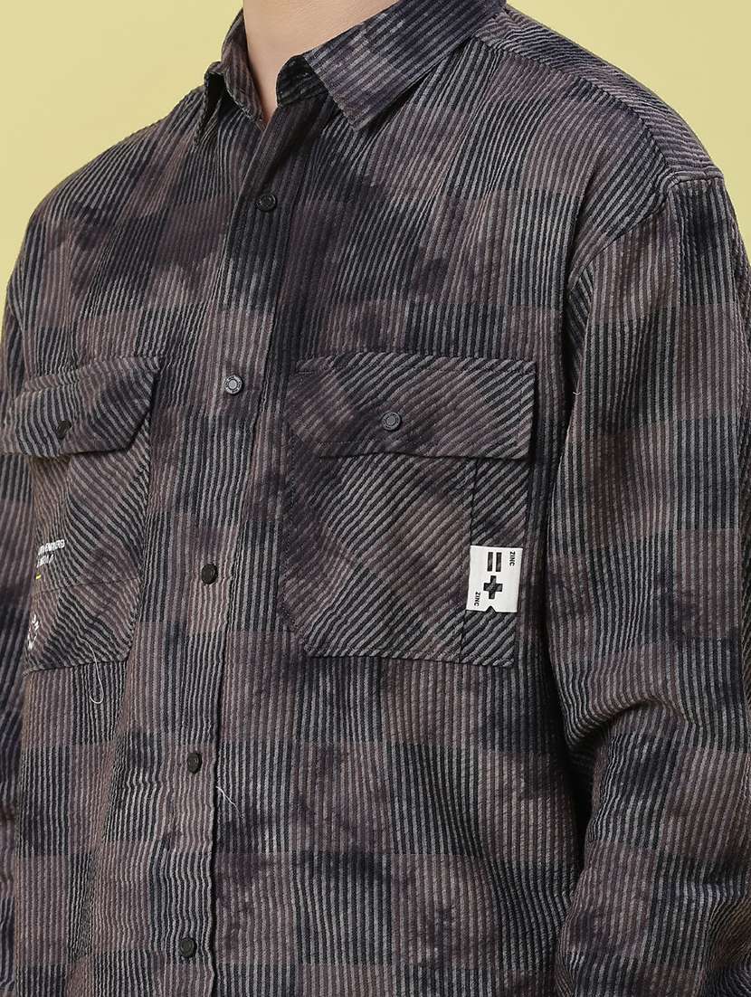 men printed long sleeve regular fit casual shirt - 21994837 -  Standard Image - 5