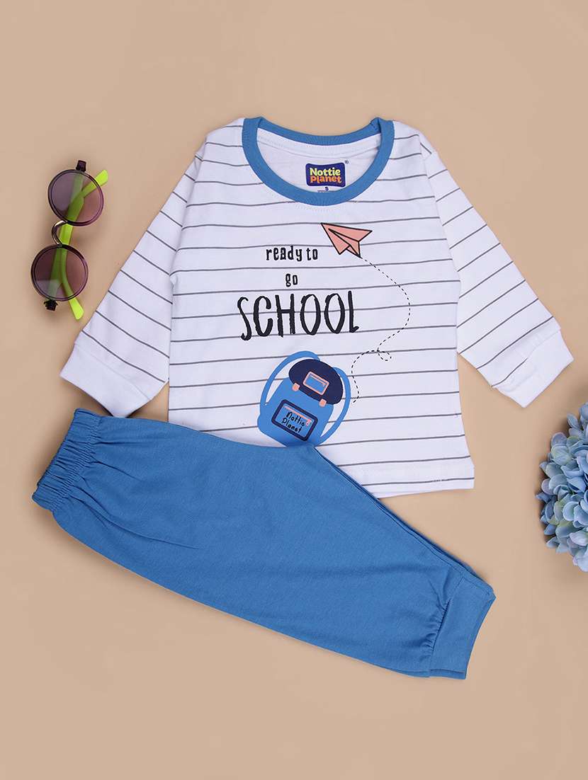 boys printed t-shirt & jogger casual wear set