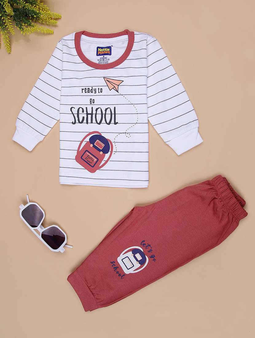 boys printed long sleeve full length set