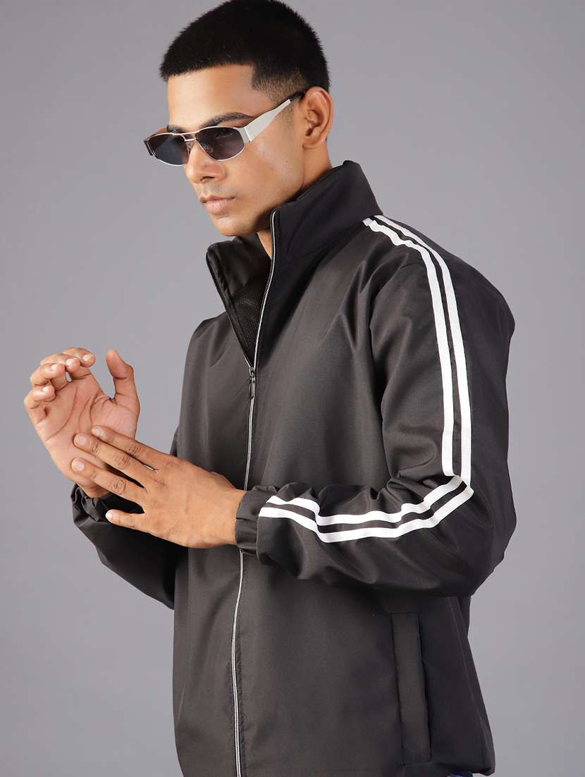 men taped long sleeve casual jacket - 21994976 -  Zoom Image - 0