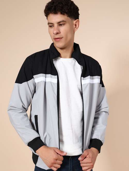 men color block long sleeve casual jacket - 21994977 -  Standard Image - 0