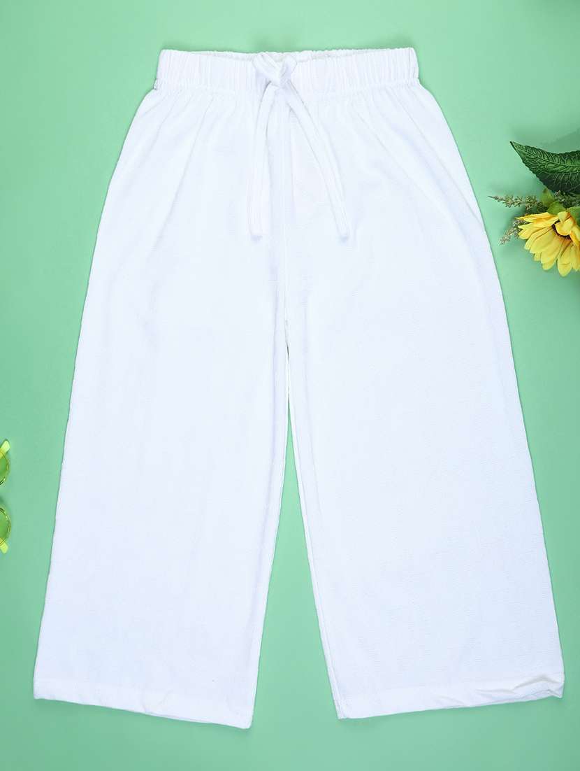 girls solid mid rise straight palazzo