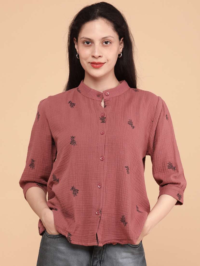 maroon cotton regular shirt