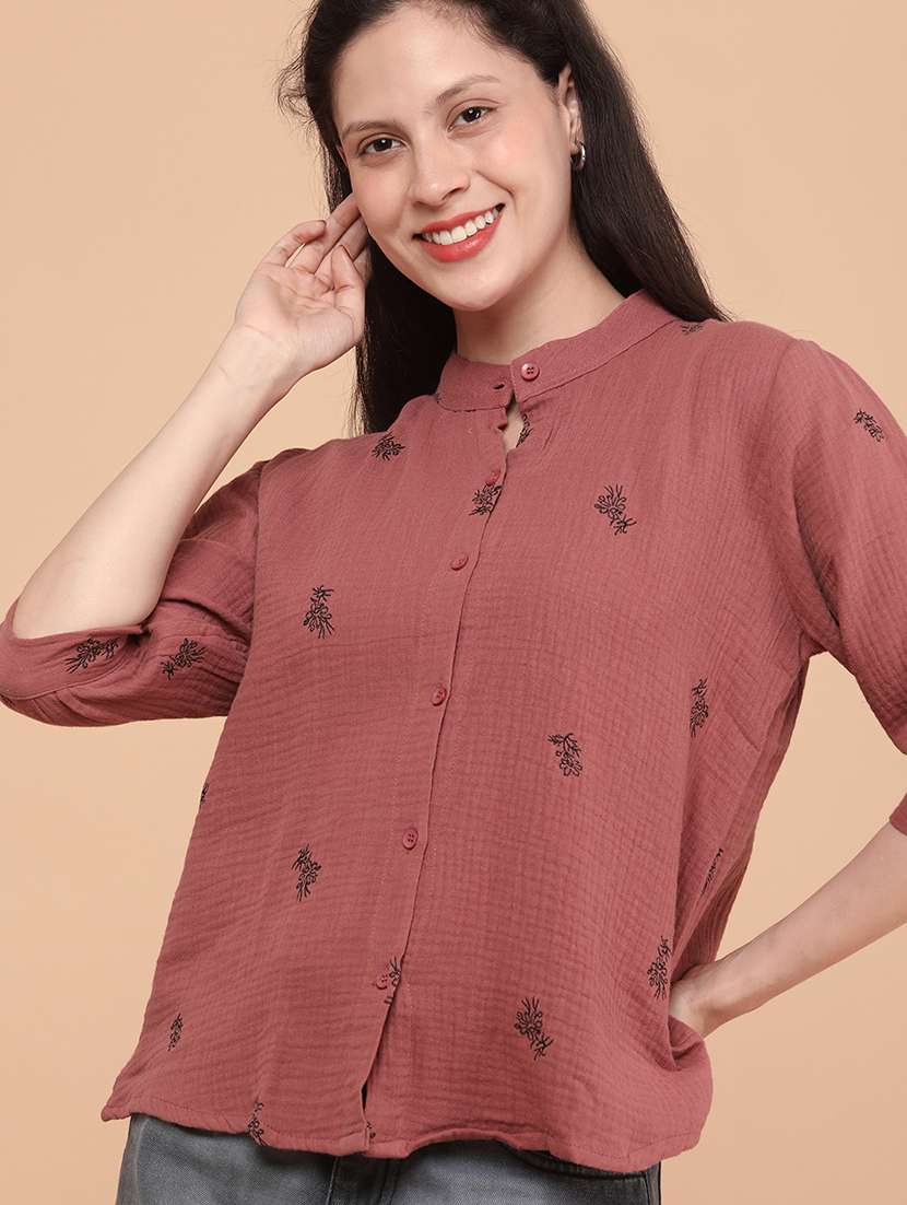 maroon cotton regular shirt - 21995037 -  Standard Image - 3