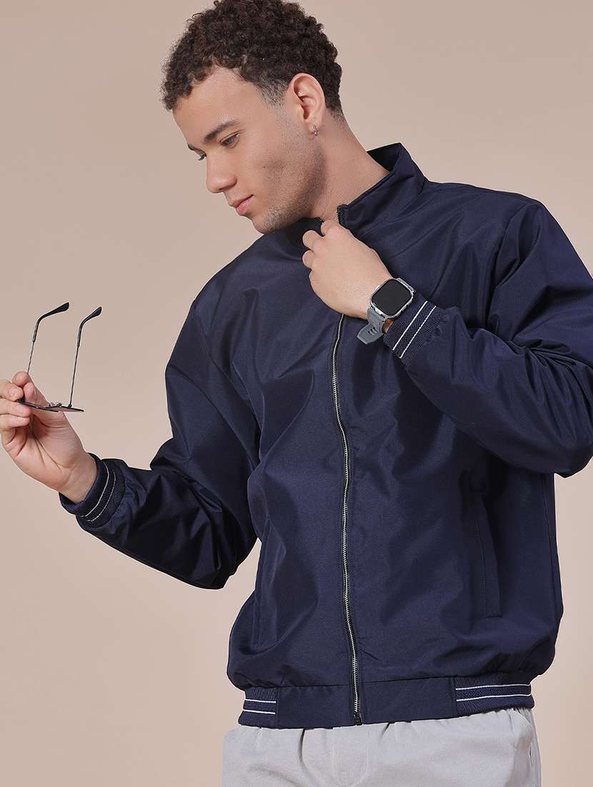 men solid long sleeve casual jacket