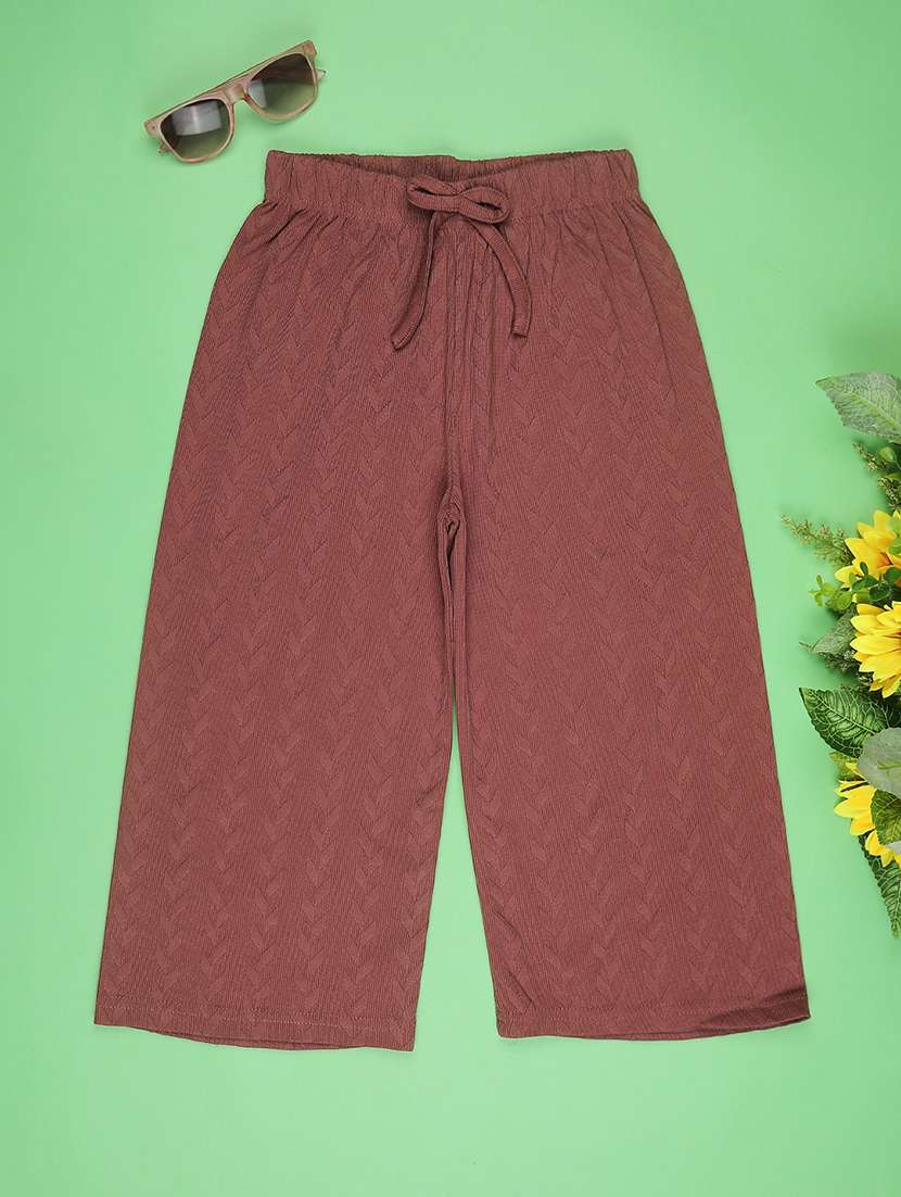 girls solid mid rise straight palazzo