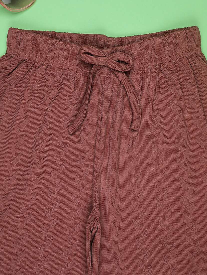 girls solid mid rise straight palazzo - 21995054 -  Standard Image - 3
