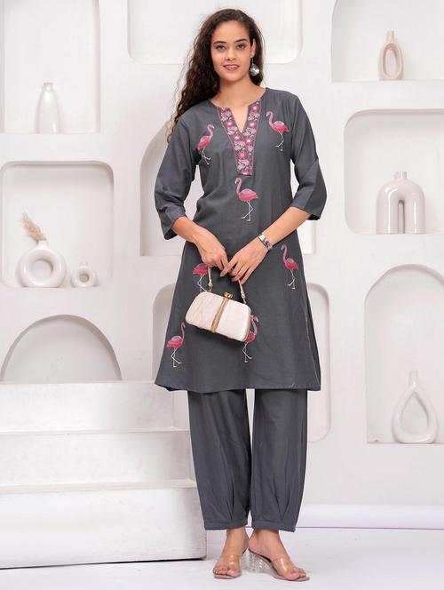women embroidered kurta and salwar set - 21995166 -  Standard Image - 0