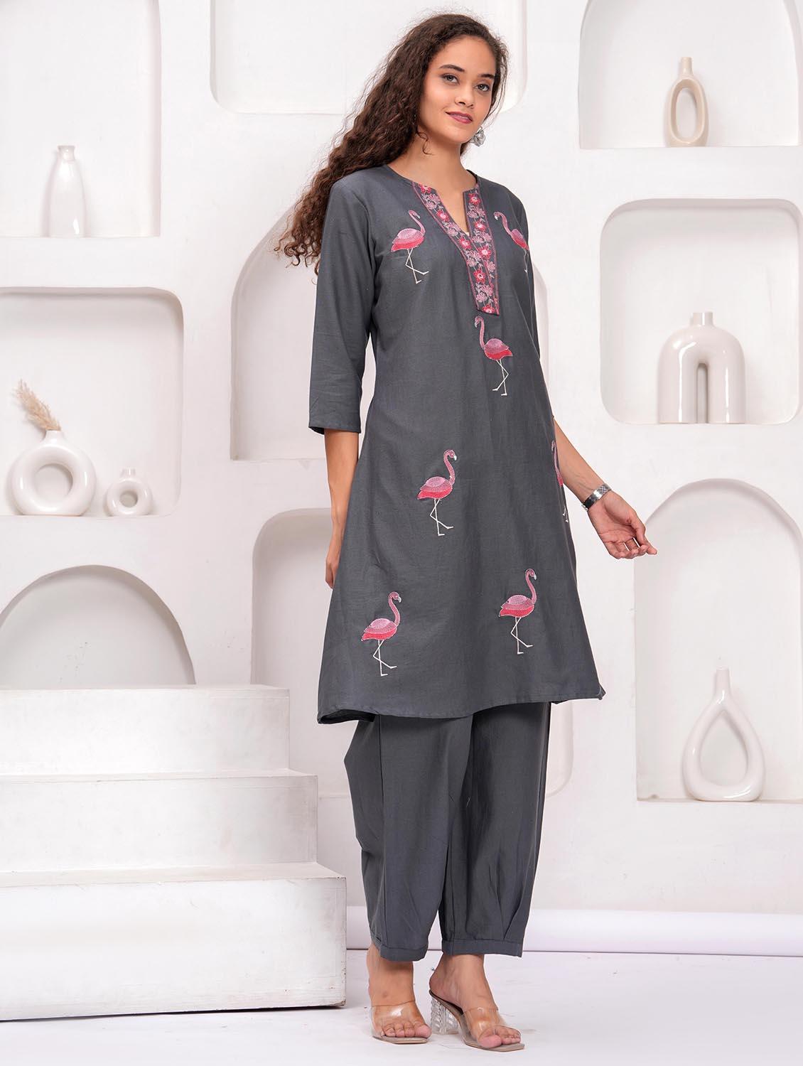 women embroidered kurta and salwar set - 21995166 - Standard Image - 3
