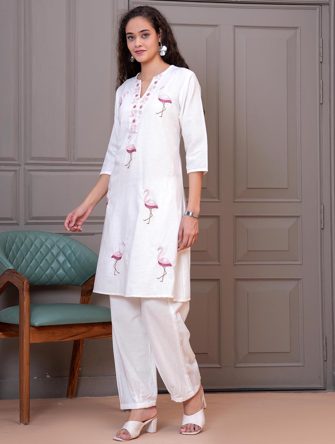 women embroidered kurta and pant set - 21995167 - Standard Image - 3