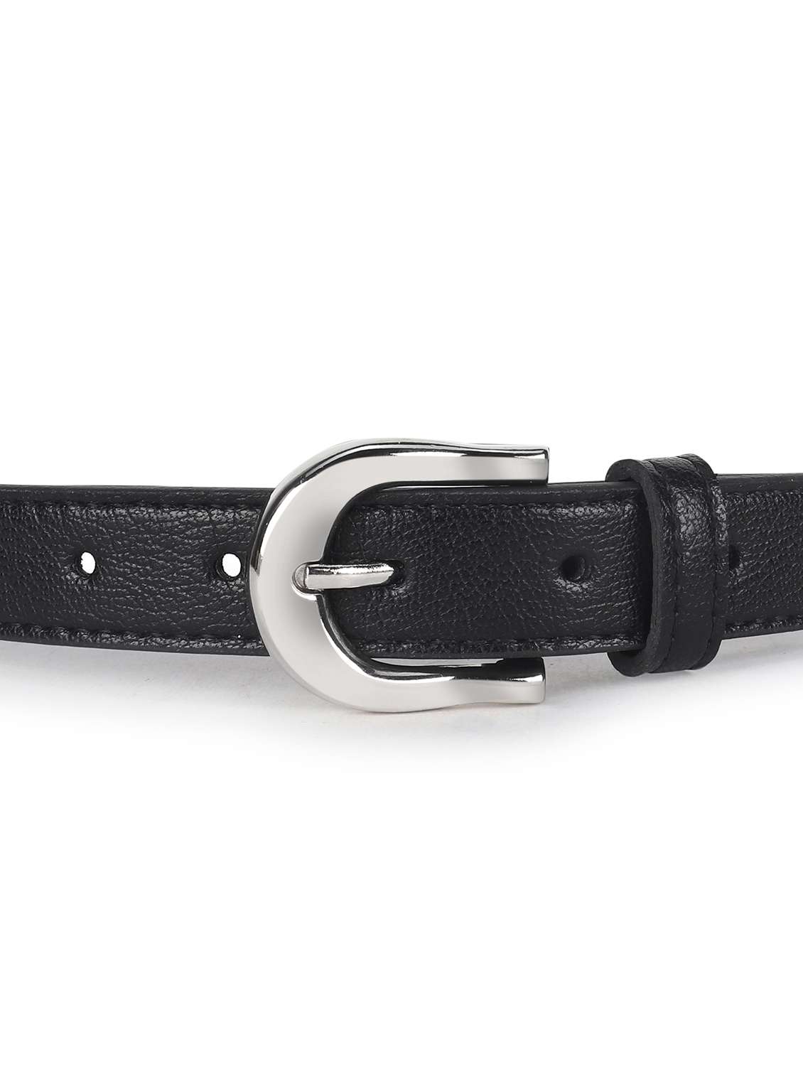 women leather black plain buckle belt - 21995225 - Standard Image - 3