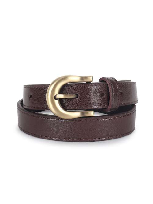 women leather brown plain buckle belt - 21995226 -  Standard Image - 0