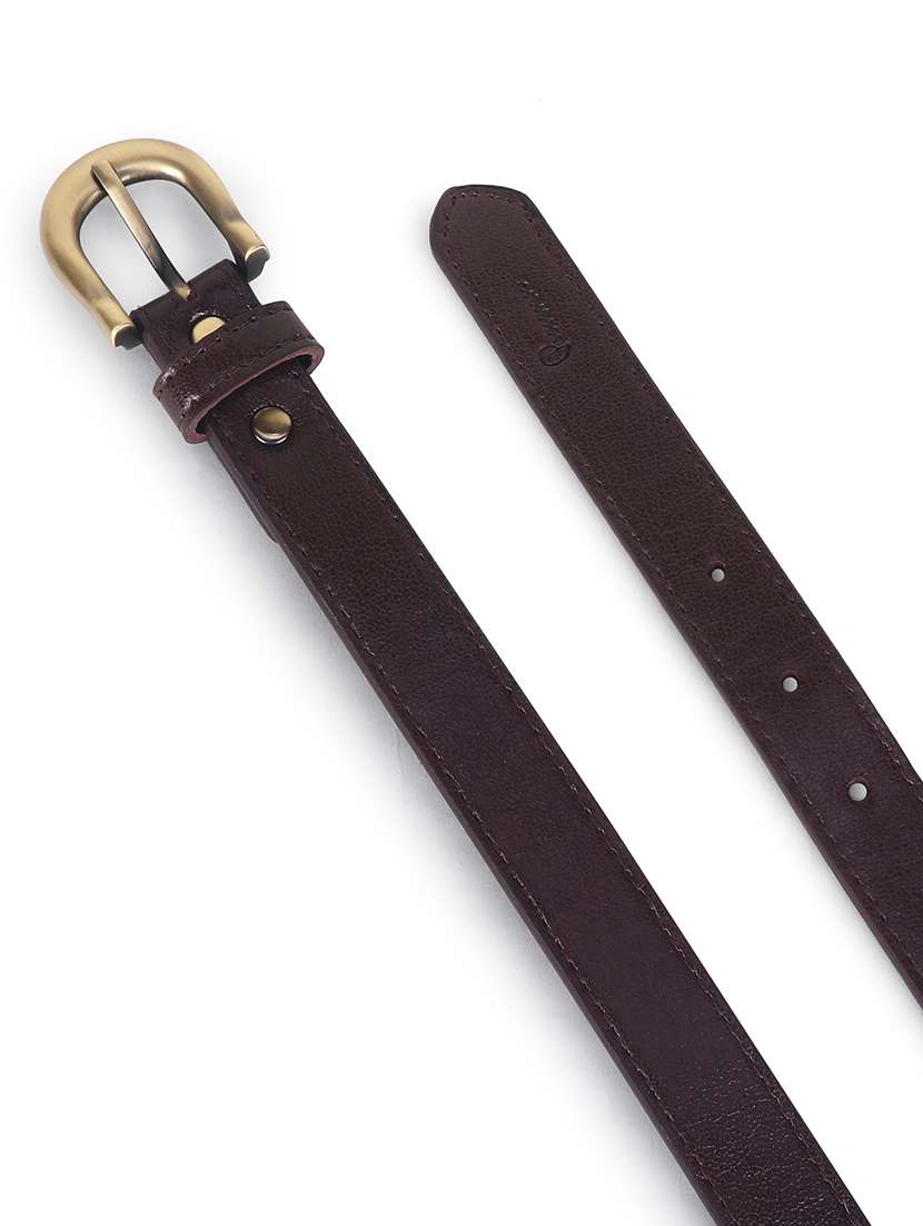 women leather brown plain buckle belt - 21995226 - Standard Image - 3