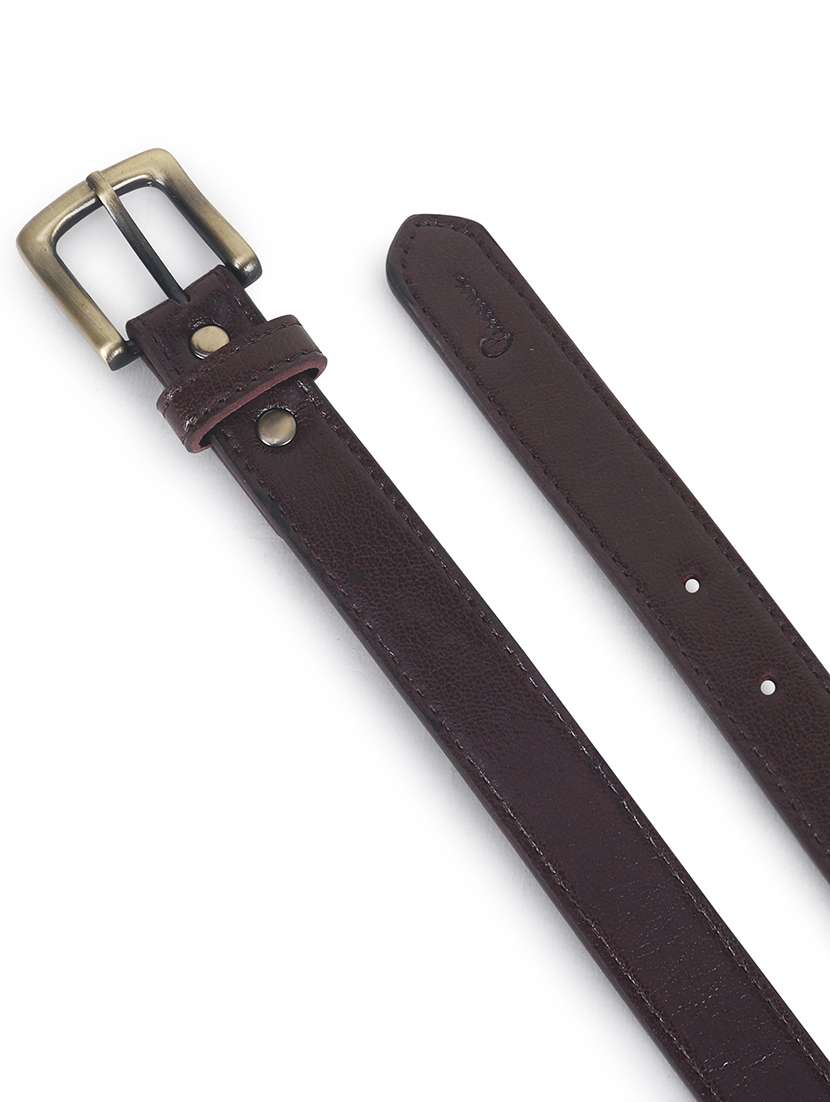 women leather brown plain buckle belt - 21995228 -  Standard Image - 3