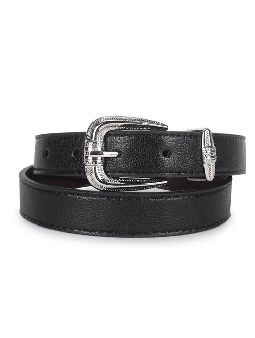 women leather black plain buckle belt - 21995229 - Standard Image - 0