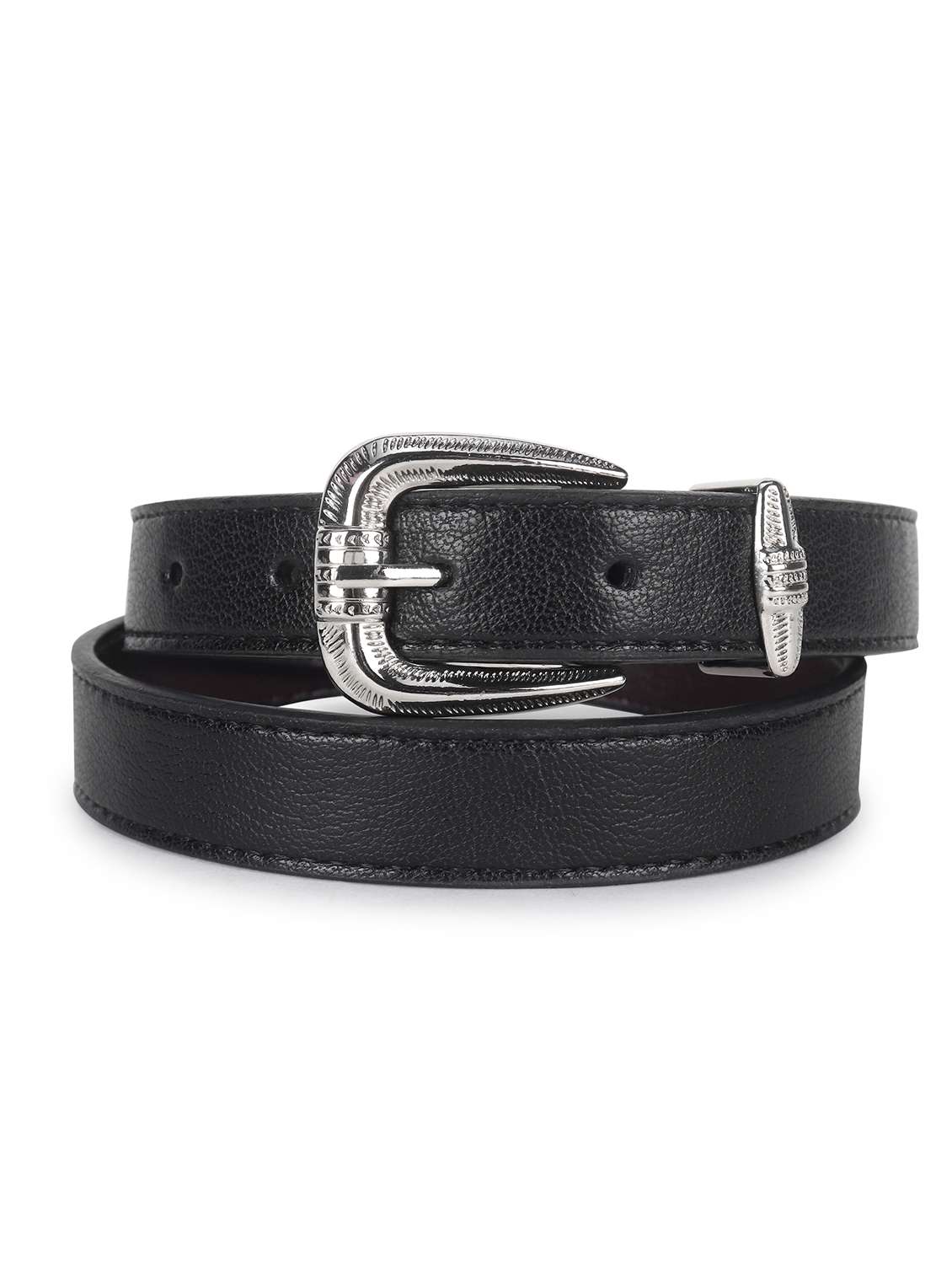 women leather black plain buckle belt - 21995229 - Zoom Image - 0
