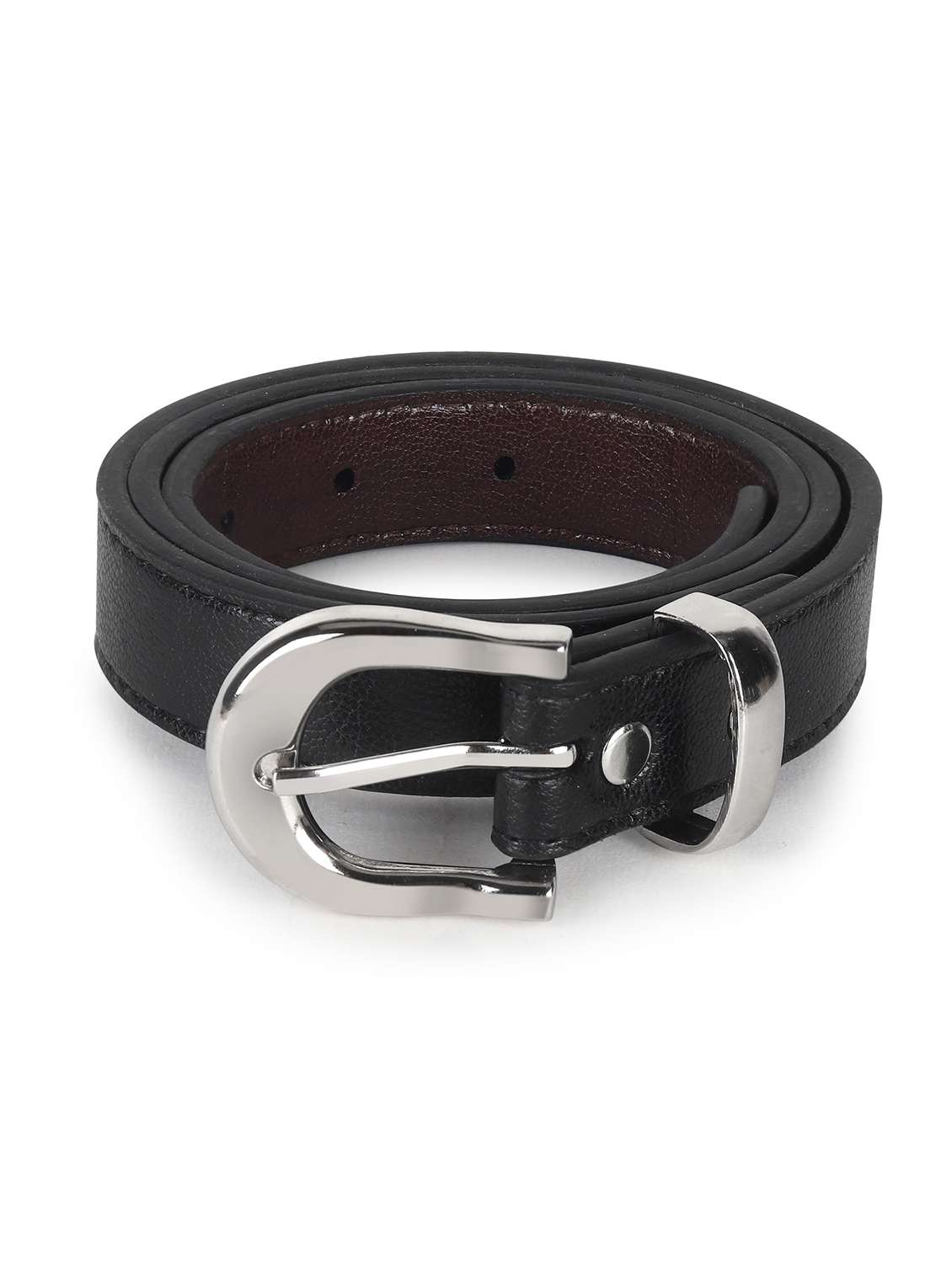 women leather black plain buckle belt - 21995231 -  Standard Image - 3