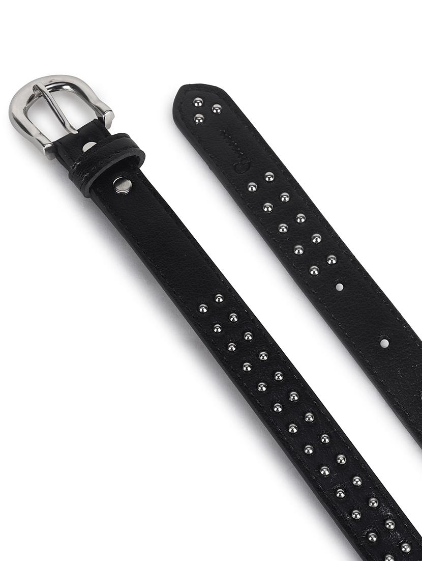 women's black studded leather belt - 21995238 - Standard Image - 3