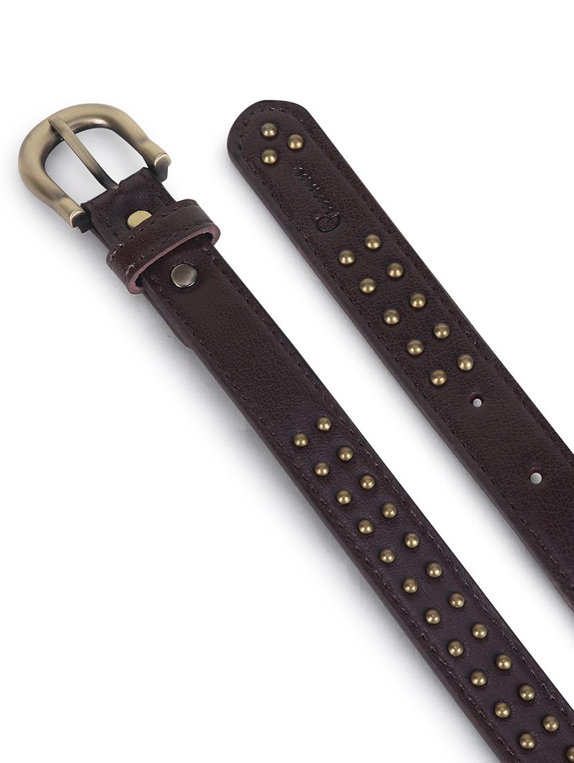 women's brown studded leather belt - 21995239 - Standard Image - 3