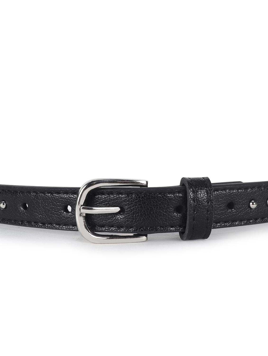 women's black studded leather belt - 21995240 - Standard Image - 3