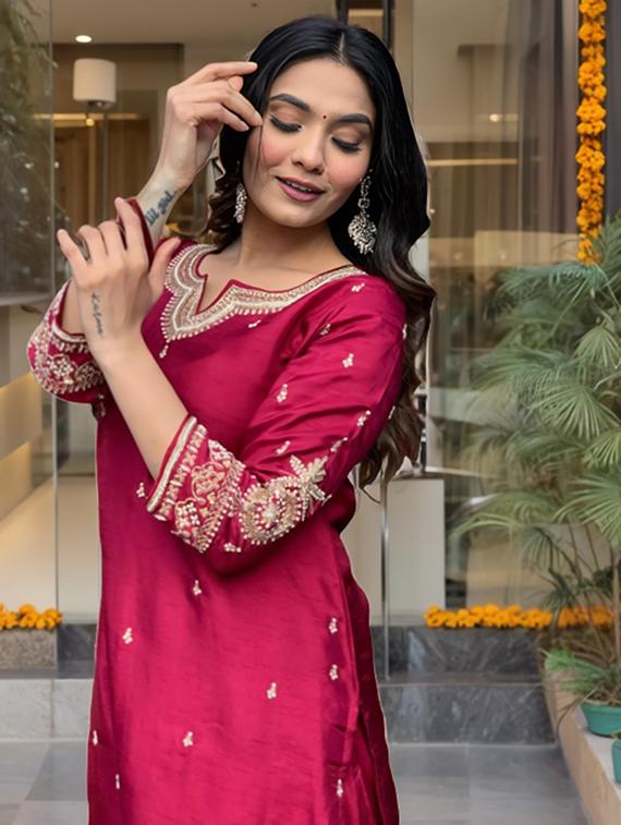 women embroidered kurta and pant with dupatta - 21995254 - Standard Image - 5