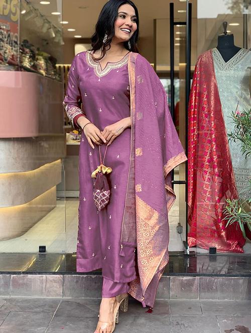 women embroidered kurta and pant with dupatta  - 21995255 -  Standard Image - 0