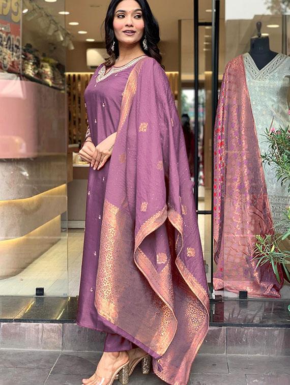 women embroidered kurta and pant with dupatta - 21995255 - Standard Image - 3