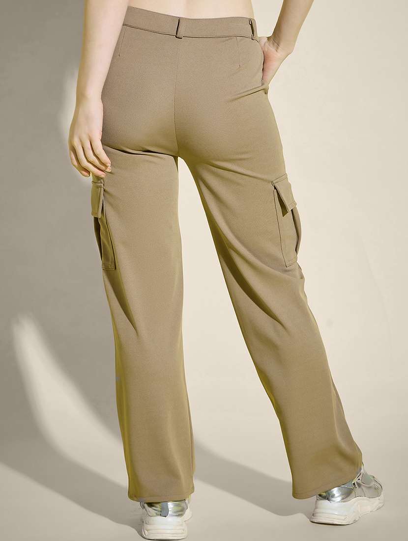 women solid high rise cargo - 21995380 -  Standard Image - 3