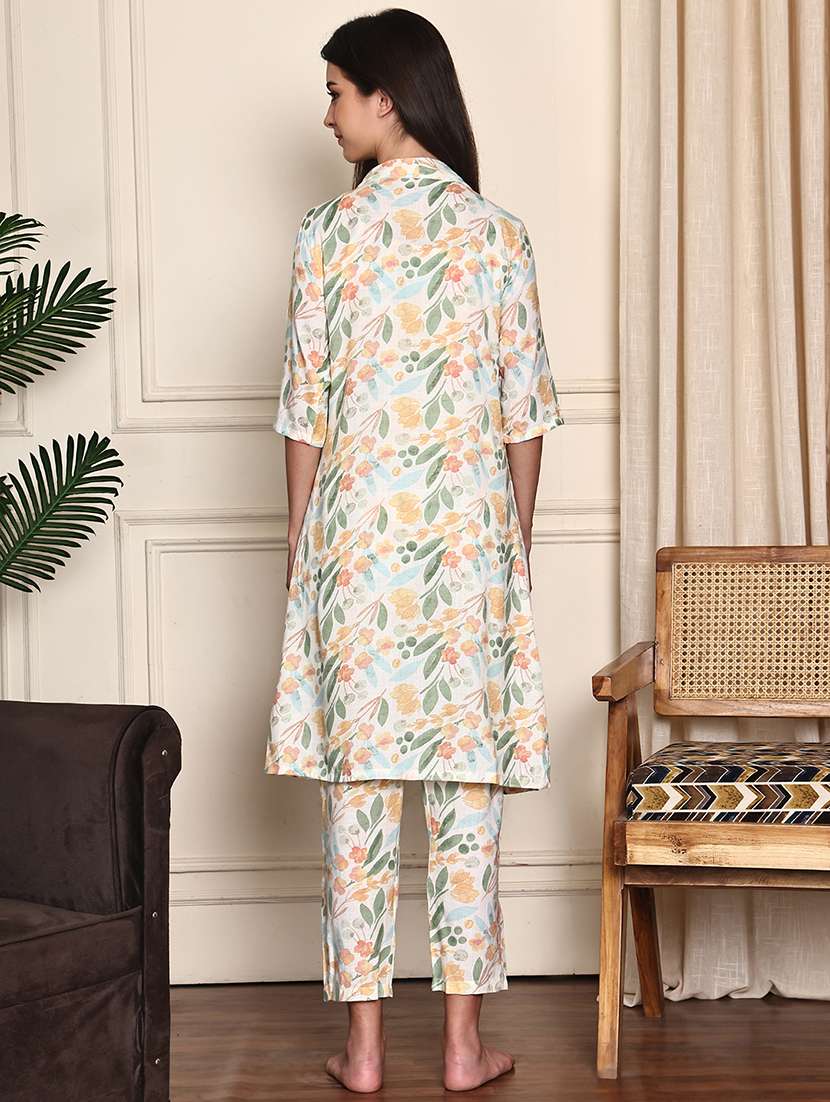 women printed nightwear pyjama set with shrug - 21995902 -  Standard Image - 3