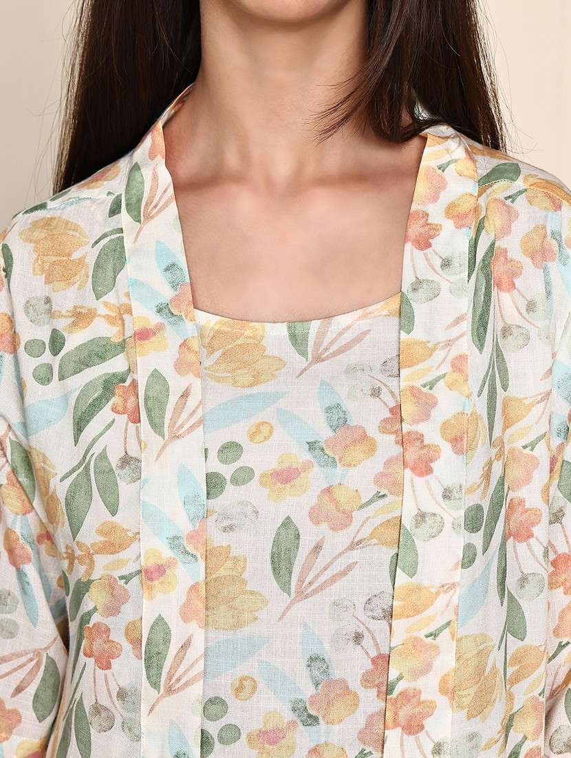 women printed nightwear pyjama set with shrug - 21995902 -  Standard Image - 5