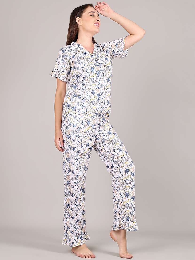 women printed nightwear pyjama set