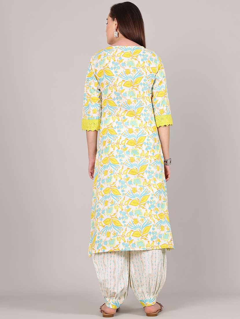 women floral three quarter sleeve kurta salwar set - 21995921 -  Standard Image - 3