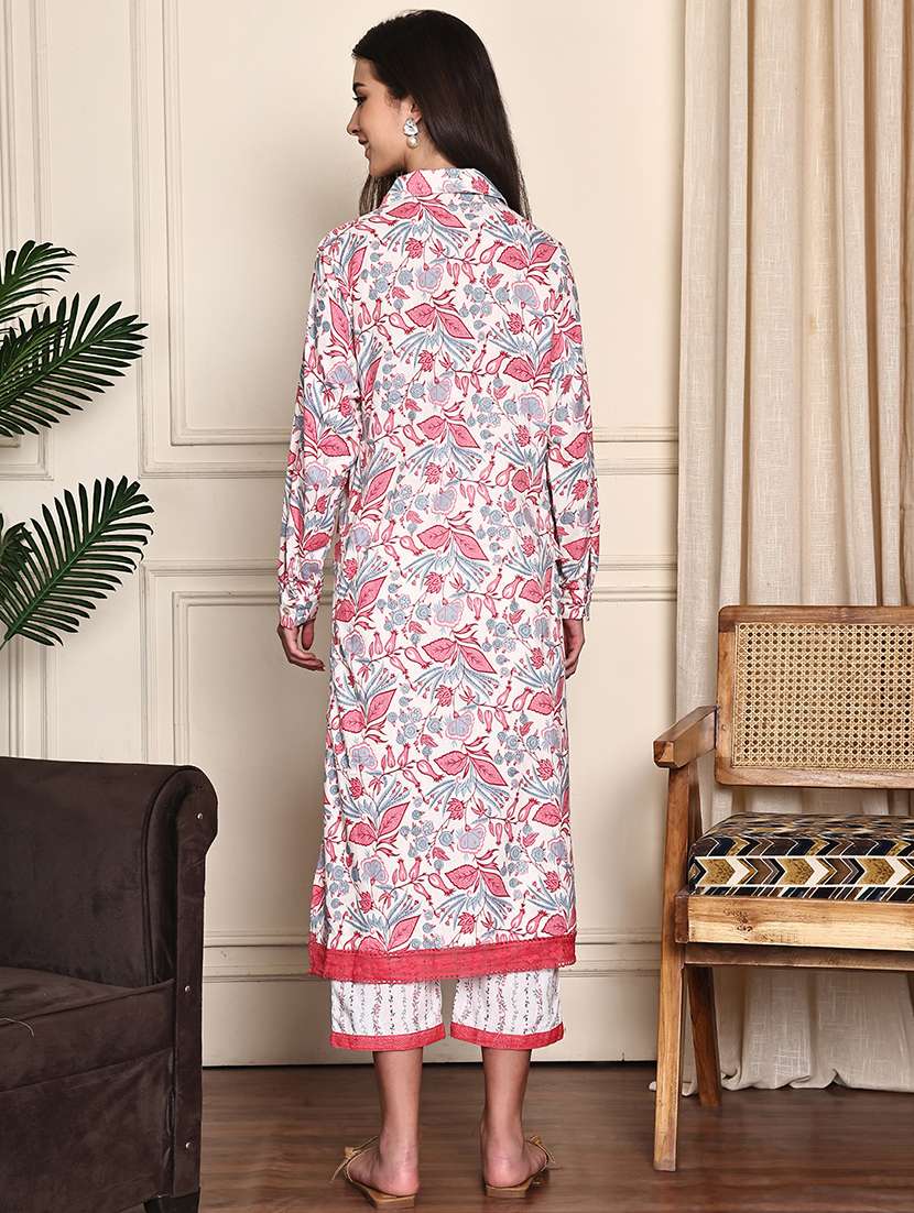 women floral printed long sleeve kurta pant set - 21995926 -  Standard Image - 3