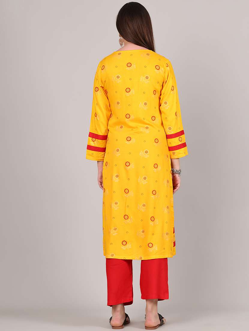 women printed three quarter sleeve kurta pant set - 21995932 -  Standard Image - 3