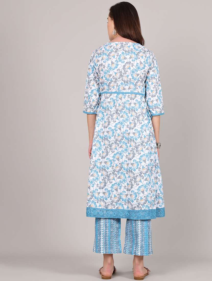 women floral printed three quarter sleeve kurta pant set - 21995934 -  Standard Image - 3