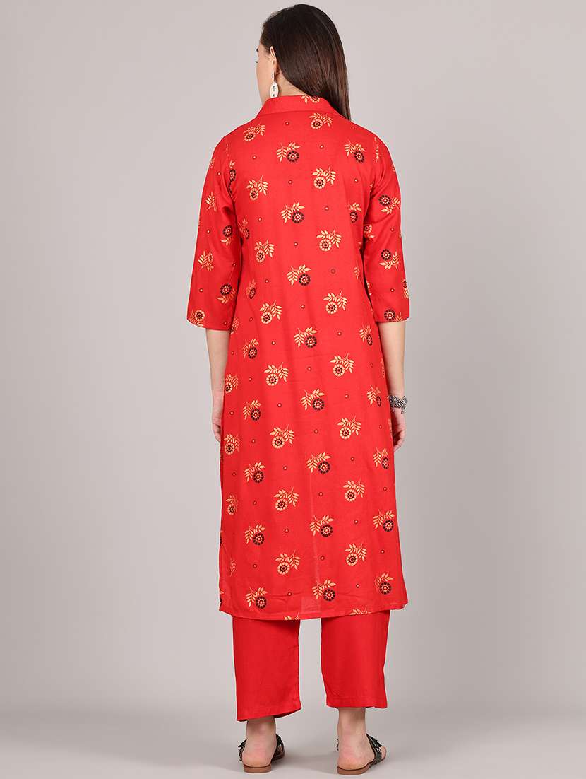 women floral printed three quarter sleeve kurta pant set - 21995936 -  Standard Image - 3