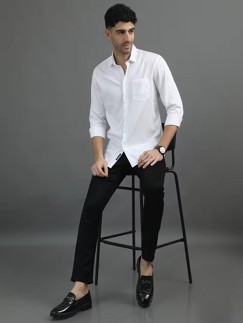 men solid long sleeve regular fit casual shirt - 21996360 - Standard Image - 5