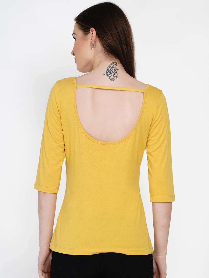 womensolid round neck regular top - 21996396 - Standard Image - 3