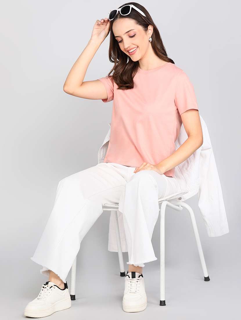 women solid short sleeve regular t-shirt - 21996397 - Standard Image - 3