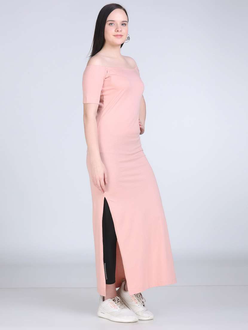 women solid off shoulder straight long top - 21996402 -  Standard Image - 3